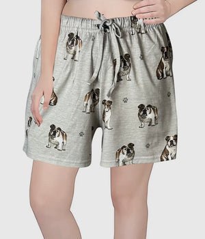 COMFIES LOUNGE PJ SHORTS Ladies BULLDOG By E&S PETS - Novelty Socks And Slippers