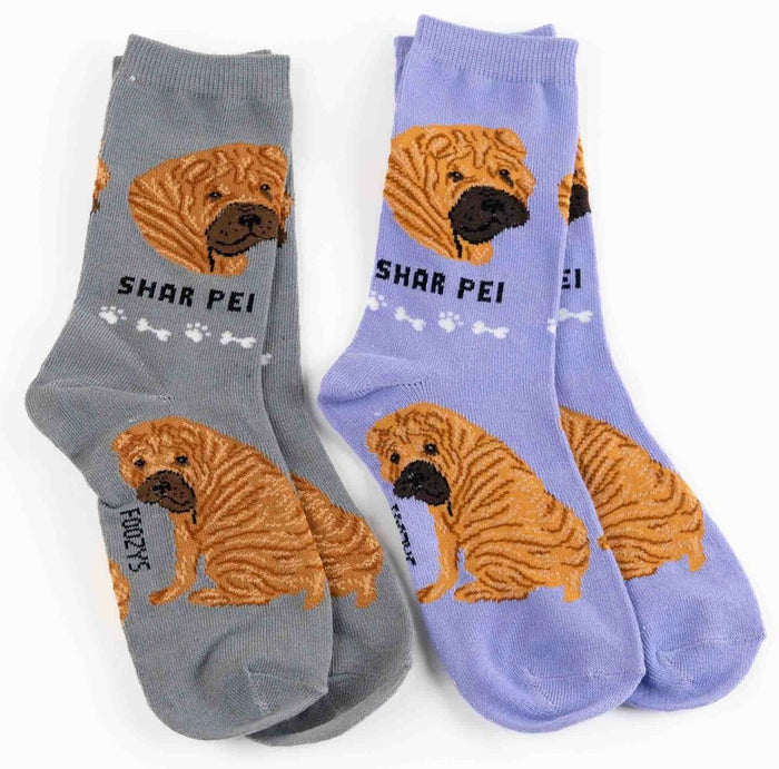 FOOZYS BRAND Ladies 2 Pair Of SHAR PEI Dog Socks