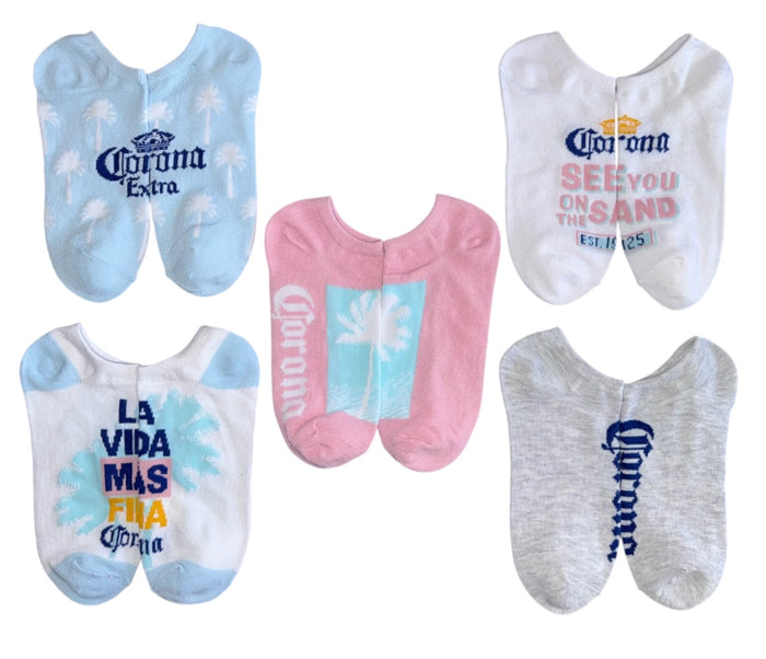 CORONA BEER Ladies 5 Pair Of No Show Socks ‘SEE YOU ON THE SAND’