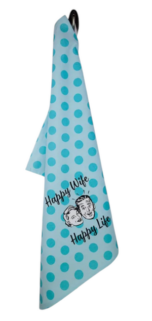 FUNATIC Brand HAPPY WIFE HAPPY LIFE Kitchen Tea Towel