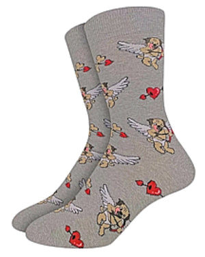 GOOD LUCK SOCK Brand Men’s VALENTINES DAY PUG DOG Socks - Novelty Socks And Slippers