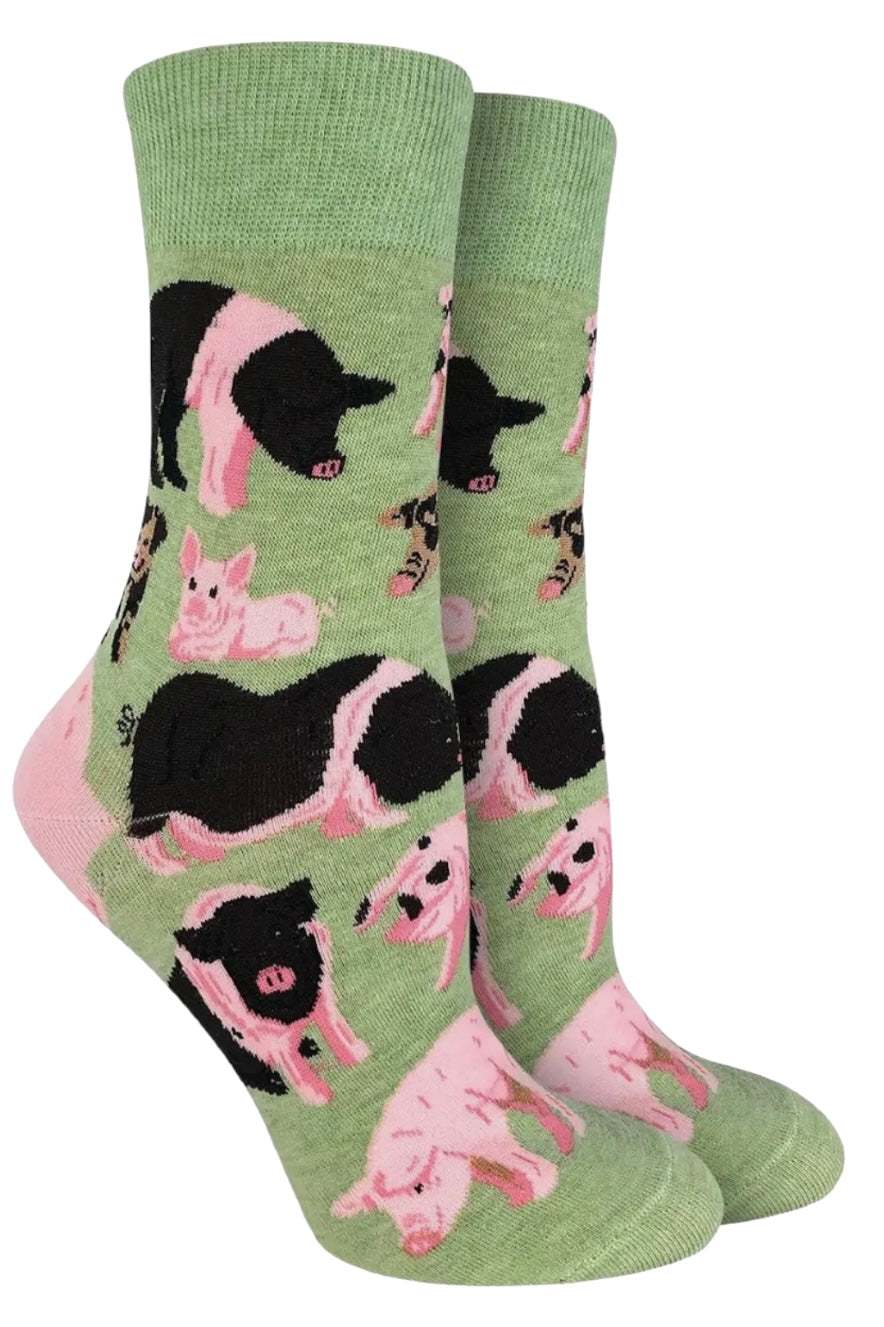 GOOD LUCK SOCK Brand Ladies PIGS ALL OVER Socks - Novelty Socks And Slippers