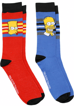 THE SIMPSONS Men’s 2 Pair of BART & HOMER SIMPSON Socks - Novelty Socks And Slippers