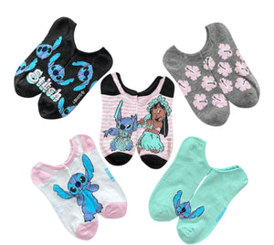 DISNEY LILO & STITCH Ladies 5 Pair Of No Show Socks - Novelty Socks And Slippers
