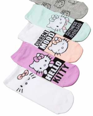 SANRIO HELLO KITTY Ladies 5 Pair Of No Show Socks ‘CUTENESS OVERLOAD’ - Novelty Socks And Slippers