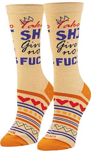 COOL SOCKS Brand Ladies Socks ‘TAKE NO SHIT GIVE NO FUCKS’ - Novelty Socks for Less