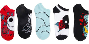 DISNEY NIGHTMARE BEFORE CHRISTMAS Ladies 5 Pair Of No Show Socks JACK & SALLY - Novelty Socks And Slippers