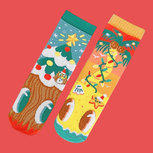 PINEY & COCO Unisex Kids & Adult CHRISTMAS Mismatched Socks PALS Socks Brand (CHOOSE SIZE) - Novelty Socks And Slippers