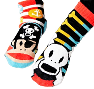 PALS SOCKS Brand Unisex PIRATE JULIUS & SKURVY Mismatched Gripper Bottom Socks (CHOOSE SIZE) By PAUL FRANK - Novelty Socks for Less