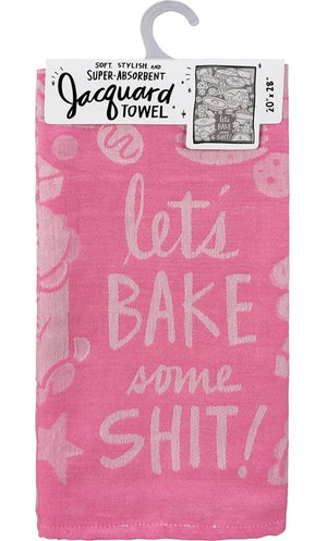 PRIMITIVES BY KATHY ‘LET’S BAKE SOME SHIT’ Kitchen Tea Towel - Novelty Socks And Slippers