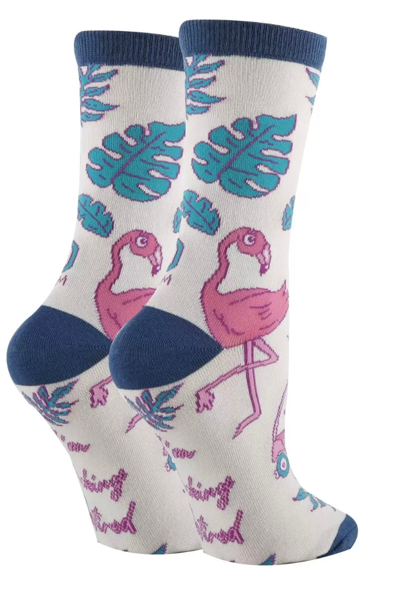 I'M FLOCKING RETIRED Ladies RETIREMENT Socks PINK FLAMINGOS OOOH YEAH ...