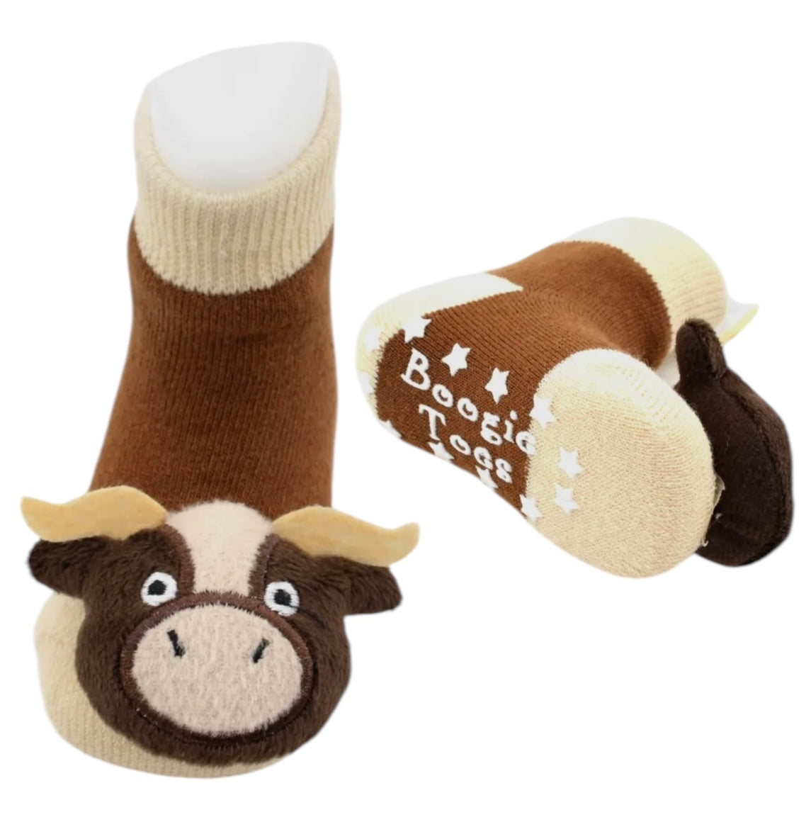 BOOGIE TOES Baby Unisex BABY BULL Rattle Gripper Bottom Socks By PIERO LIVENTI - Novelty Socks And Slippers
