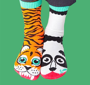PANDA & TIGER Mismatched Adult Unisex Socks PALS SOCKS Brand - Novelty Socks And Slippers