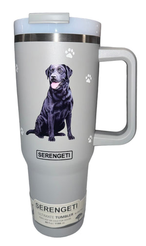 BLACK LABRADOR Dog SERENGETI 40 Oz. Stainless Steel Ultimate Hot & Cold Tumbler