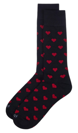 Memoi Brand Men’s VALENTINES DAY Socks Red Hearts All Over