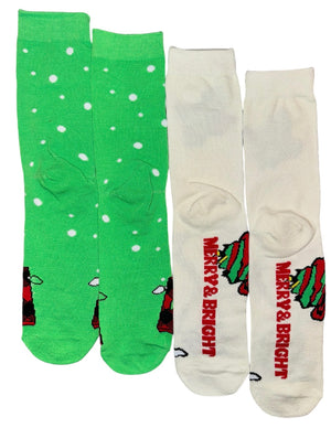 PEANUTS Men’s CHRISTMAS 2 Pair Of Snoopy Socks ‘MERRY & BRIGHT’