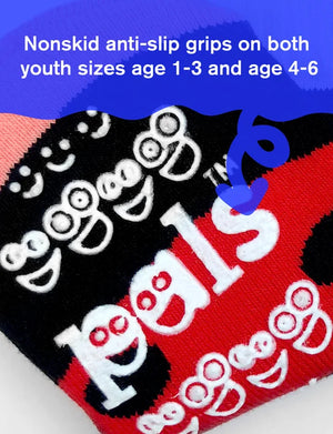 PALS Socks Brand Unisex Toddler LADYBUG & CATERPILLAR Mismatched Gripper Bottom Socks