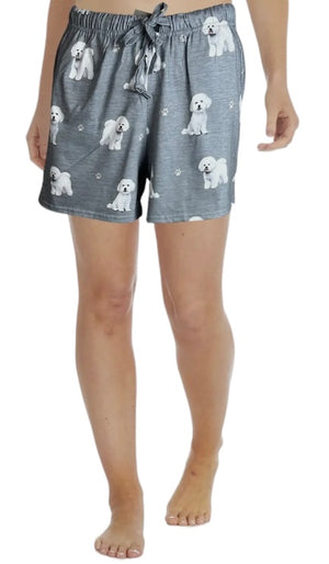 COMFIES LOUNGE PJ SHORTS Ladies BICHON FRISE Dog By E&S PETS