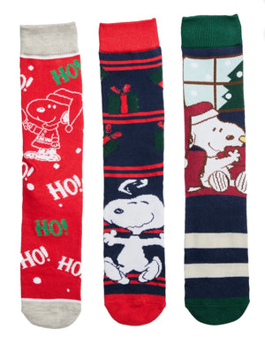 PEANUTS Men’s 3 Pair Of SNOOPY Christmas Socks HO HO HO - Novelty Socks And Slippers