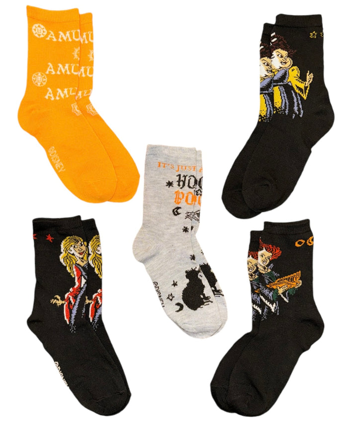 DISNEY HOCUS POCUS Kids 5 Pair Of HALLOWEEN Socks ‘IT’S JUST A BUNCH OF HOCUS POCUS’