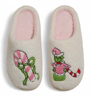 THE GRINCH Ladies Slip On Slippers (Choose Style & Size) - Novelty Socks And Slippers