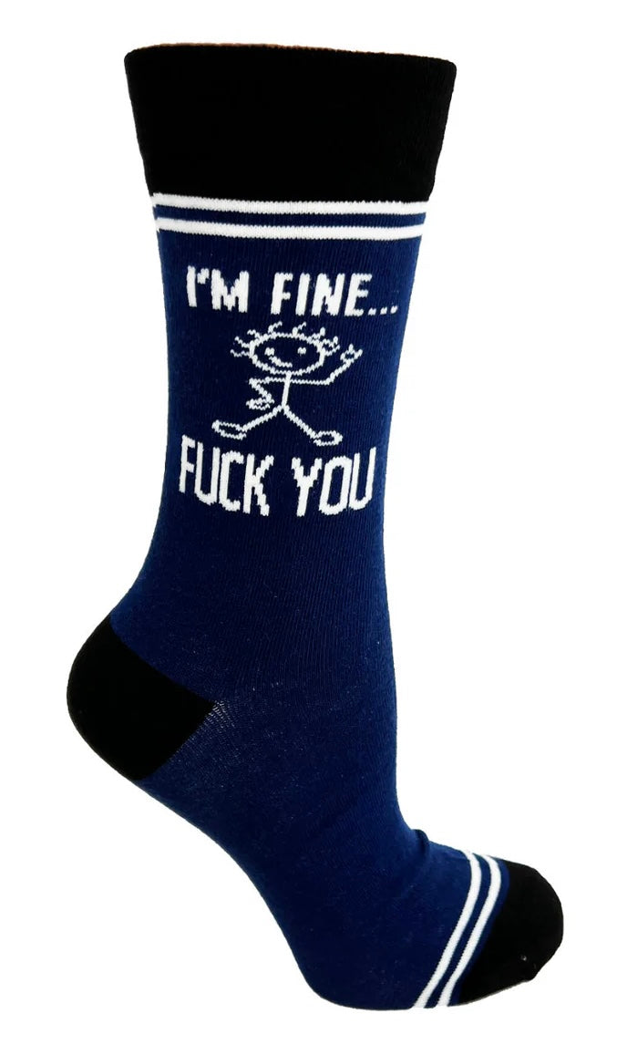 HEY NOW Brand By Fabdaz Unisex Socks I’M FINE… FUCK YOU