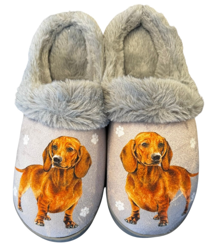 SNUGGS Memory Foam DACHSHUND (RED) Dog Non Slip Slippers By E&S Pets (Choose Size)