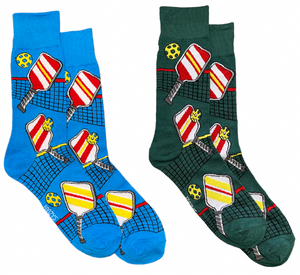 FOOZYS Brand Men’s PICKLEBALL 2 Pair Of Socks PADDLES & BALLS - Novelty Socks And Slippers