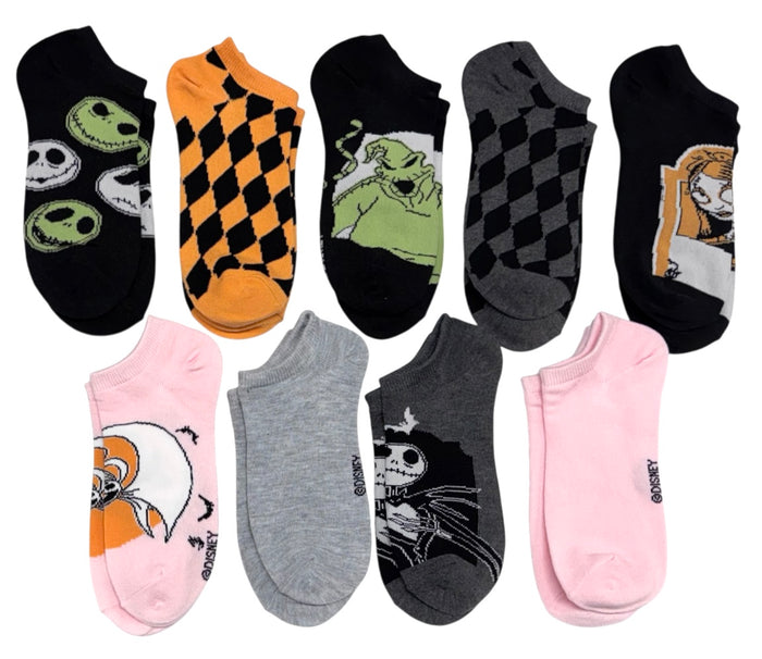 DISNEY Nightmare Before Christmas Ladies 9 Pair Of HALLOWEEN Low Show Socks OOGIE BOOGIE, SALLY