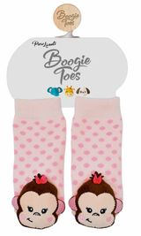 BOOGIE TOES Unisex Baby GIRL MONKEY Rattle Gripper Bottom Socks By Piero Liventi - Novelty Socks And Slippers