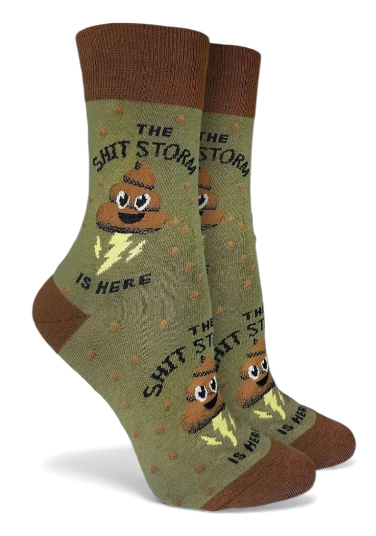 THE SHIT STORM IS HERE Ladies Socks Good Luck Sock Brand - Novelty Socks And Slippers