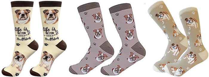 BULLDOG Unisex Socks By E&S Pets CHOOSE SOCK DADDY, HAPPY TAILS, LIFE IS BETTER