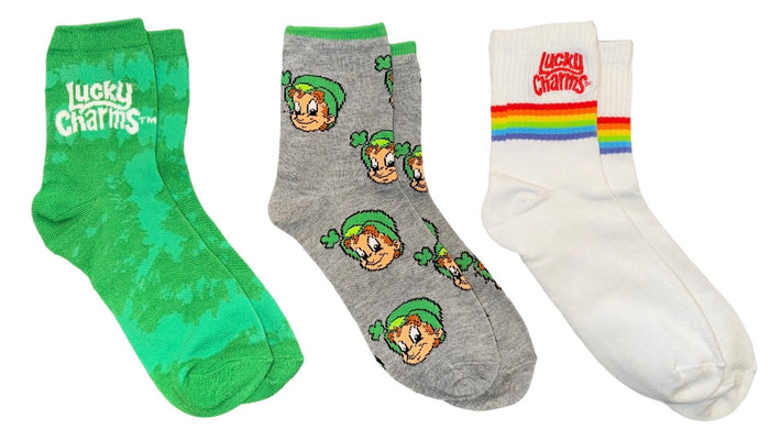 LUCKY CHARMS Cereal Ladies 3 Pair ST. PATRICKS DAY Crew Socks