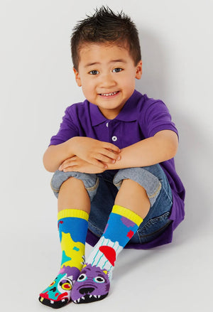 PALS SOCKS Brand KIDS ZOMBIE & WEREWOLF MISMATCHED GRIPPER SOCKS - Novelty Socks And Slippers