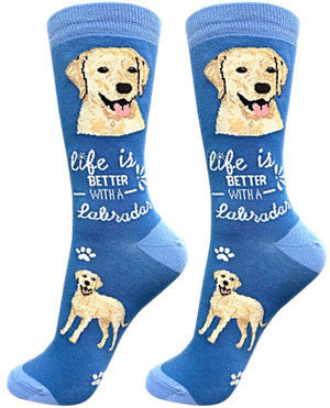 YELLOW LABRADOR Dog Unisex Socks By E&S Pets CHOOSE SOCK DADDY, HAPPY TAILS, LIFE IS BETTER - Novelty Socks for Less