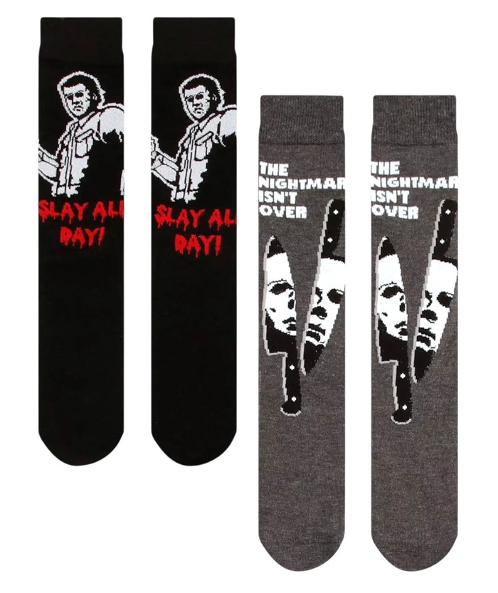 HALLOWEEN II Men’s 2 Pair Of MICHAEL MYERS Socks ‘THE NIGHTMARE ISN’T OVER’