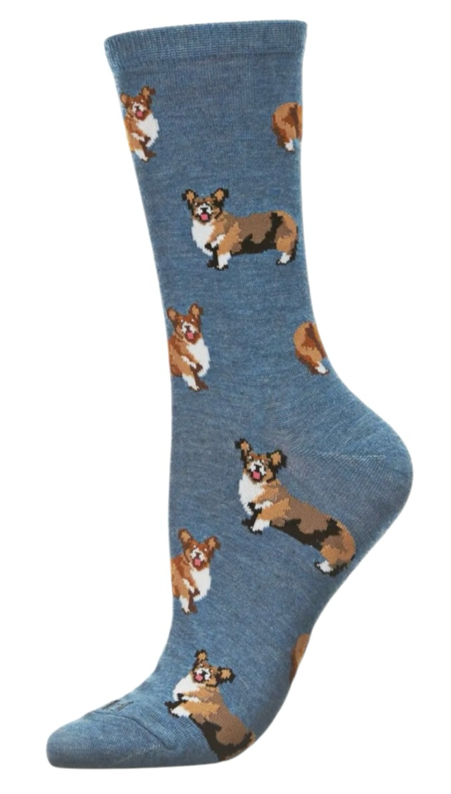 Memoi Brand Ladies WELSH CORGI Dog Socks