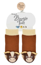 BOOGIE TOES Baby Unisex BABY BULL Rattle Gripper Bottom Socks By PIERO LIVENTI - Novelty Socks And Slippers
