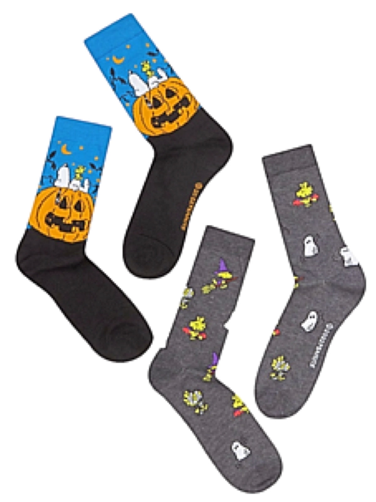 PEANUTS Men’s 2 PAIR OF HALLOWEEN Socks SNOOPY, WOODSTOCK & THE GREAT PUMPKIN - Novelty Socks for Less