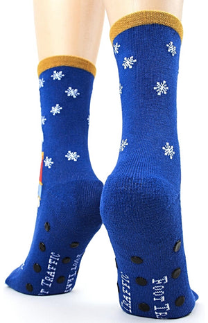 FOOT TRAFFIC Brand Ladies CHRISTMAS NUTCRACKER Non-Skid Slipper Socks - Novelty Socks for Less