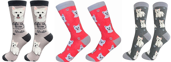 WESTIE Dog Unisex Socks By E&S Pets CHOOSE SOCK DADDY, HAPPY TAILS, LIFE IS BETTER