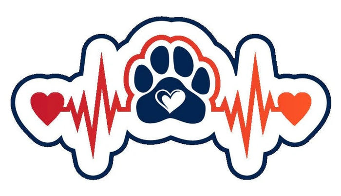 PAW PRINT HEART BEAT Vinyl Sticker By E&S Pets