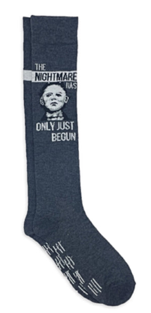 HALLOWEEN II Ladies MICHAEL MYERS Knee High Socks ‘THE NIGHTMARE HAS ONLY JUST BEGUN’ - Novelty Socks for Less