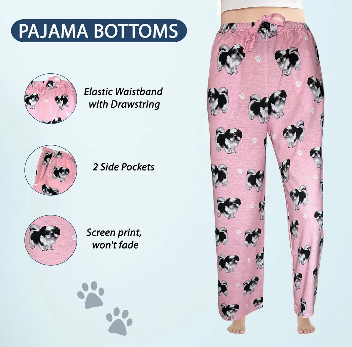 COMFIES UNISEX SHIH TZU PAJAMA BOTTOMS E&S PETS (CHOOSE SIZE) - Novelty Socks And Slippers