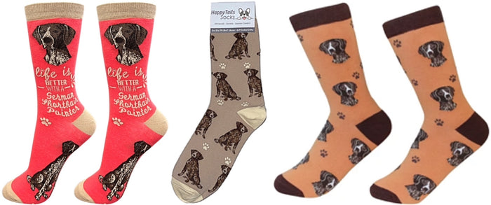 GERMAN SHORTHAIRED POINTER Dog Unisex Socks CHOOSE SOCK DADDY, HAPPY TAILS, LIFE IS BETTER