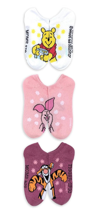 DISNEY WINNIE THE POOH Ladies 3 Pair Of MOTHERS DAY No Show Socks ‘MOMS ARE SWEET AS HUNNY’ - Novelty Socks And Slippers