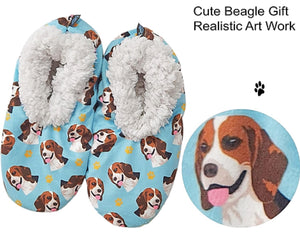 COMFIES BRAND Ladies BEAGLE DOG Non-Skid SLIPPERS By E&S Pets - Novelty Socks for Less