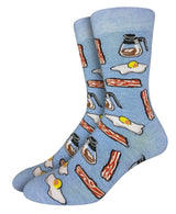 GOOD LUCK SOCK Brand Men’s BREAKFAST Socks Coffee, Bacon & Eggs - Novelty Socks And Slippers