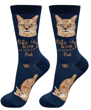 ORANGE TABBY Cat Unisex Socks By E&S Pets CHOOSE SOCK DADDY, HAPPY TAILS, LIFE IS BETTER