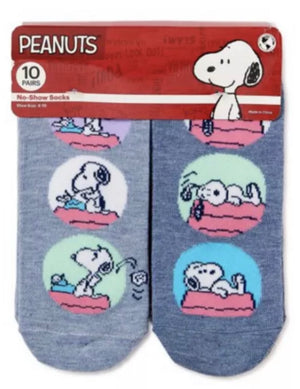 PEANUTS Ladies 10 Pair Of No Show Socks SNOOPY, CHARLIE BROWN, LUCY & SALLY